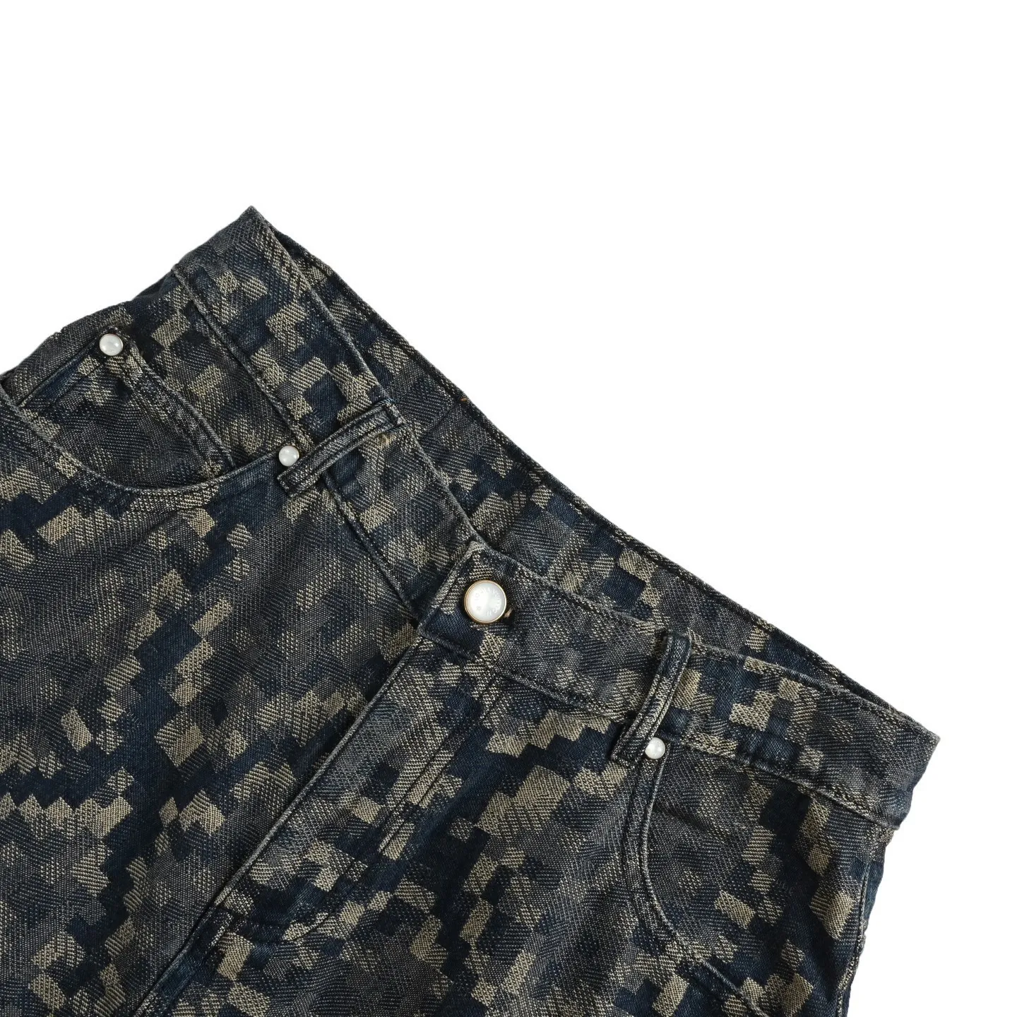 Louis Vuitton/Louis Vuitton 25ss snake pattern mosaic denim shorts